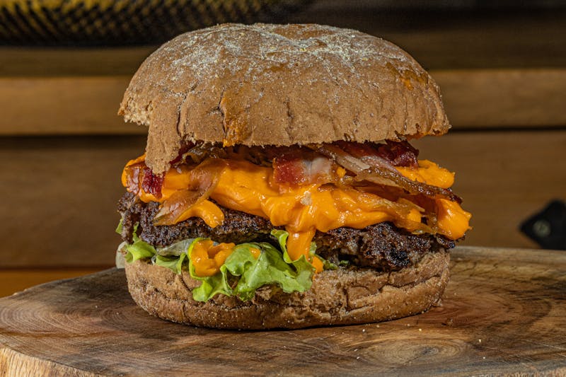 Juicy gourmet burger with fresh toppings