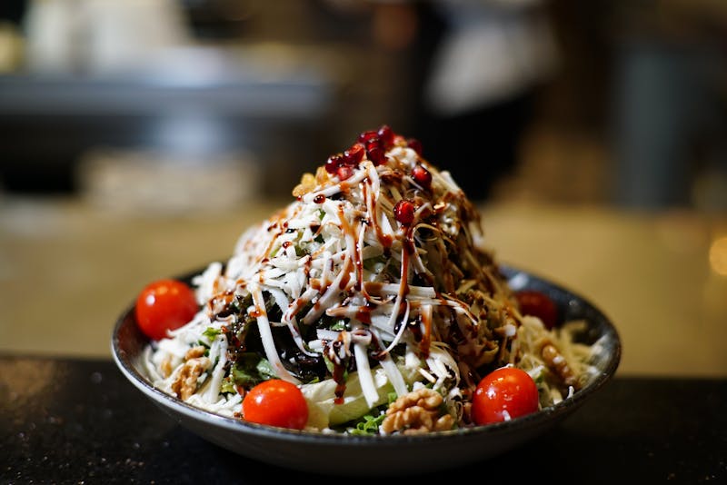 Colorful and fresh salad bowl with vegetables