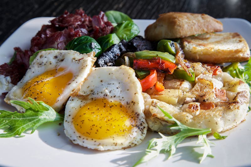 Beautifully plated signature breakfast spread