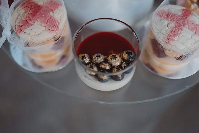 Indulgent dessert selection with seasonal fruits