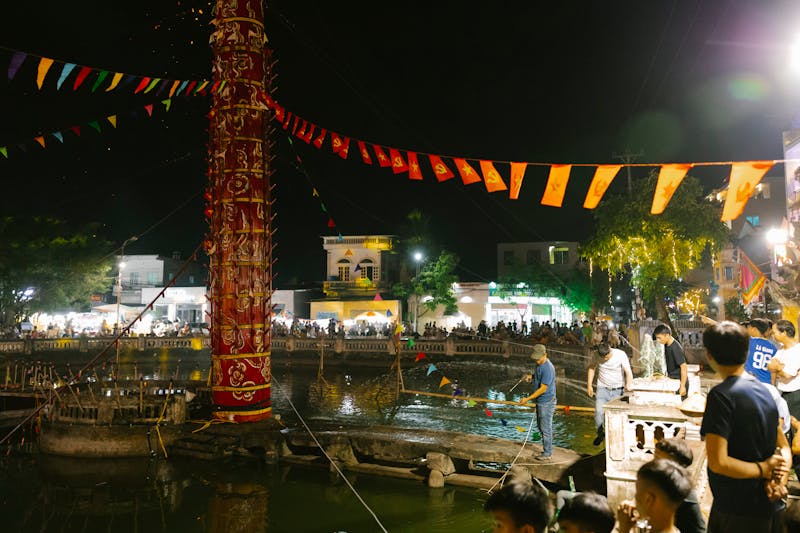 Seasonal festival celebration with decorations